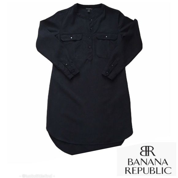 Banana Republic Dresses & Skirts - Banana Republic Black Shirt Tencel Dress 10